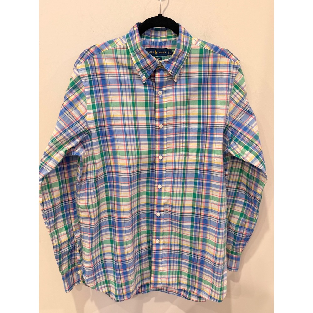 Polo Ralph Lauren MenLarge Classic Fit Madras Plaid Button Down Shirt Multicolor